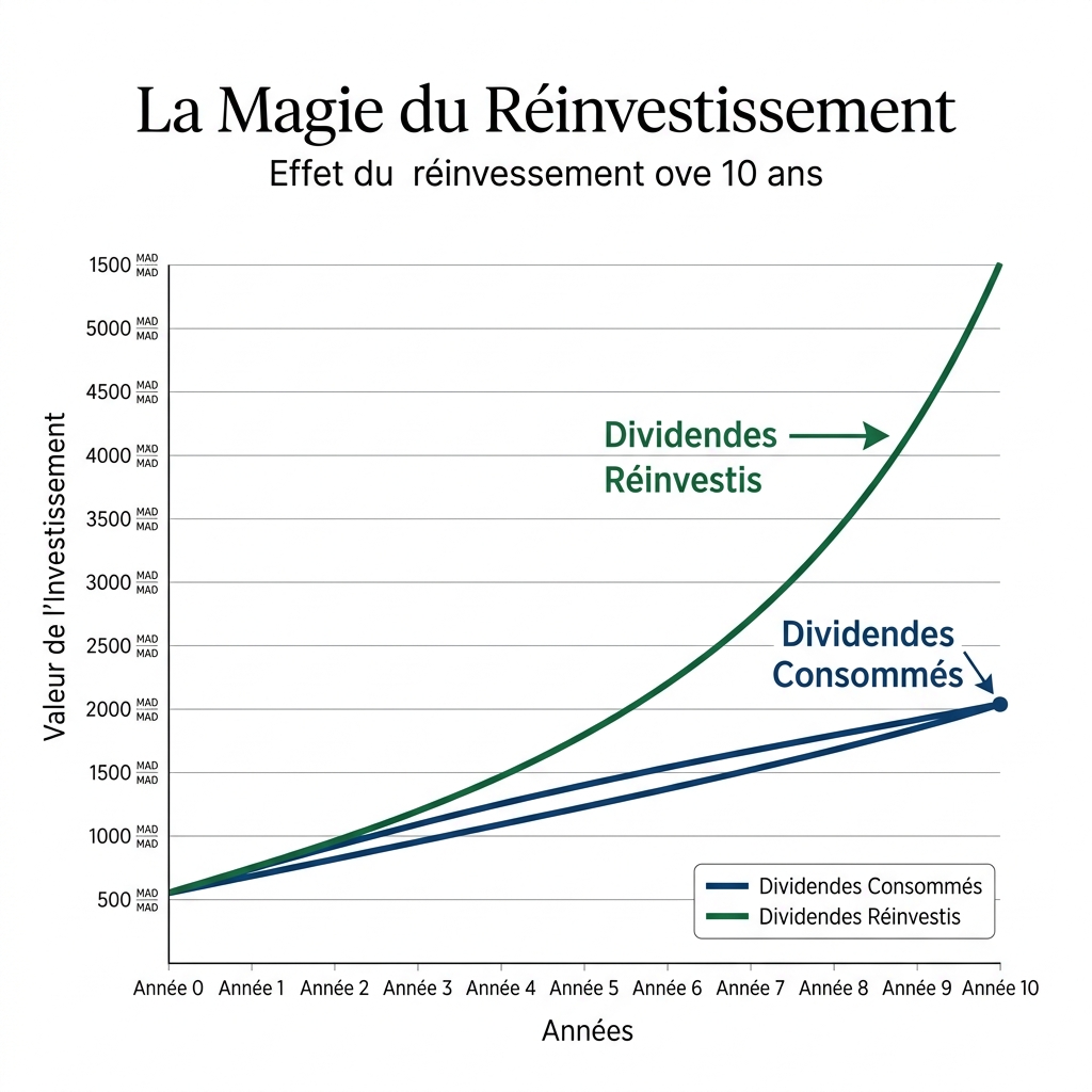 Effet du réinvestissement des dividendes sur 10 ans