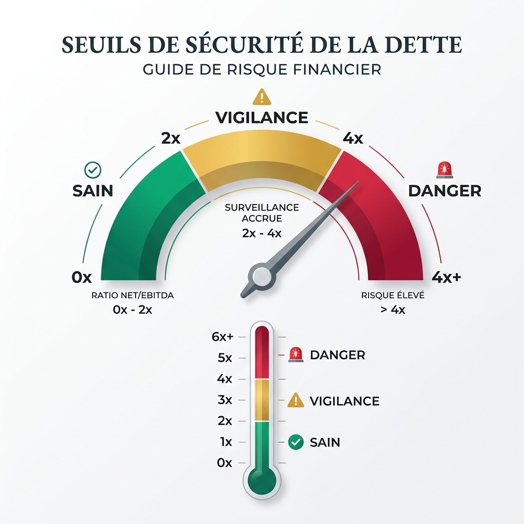 Jauge de risque de la dette : Zones sain, vigilance et danger