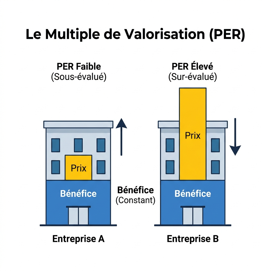 Comparaison PER surévalué et sous-évalué