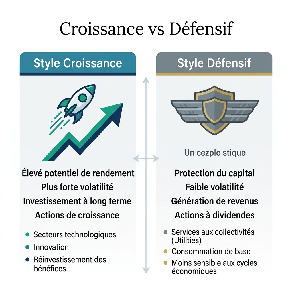 Comparaison Style Croissance vs Style Défensif