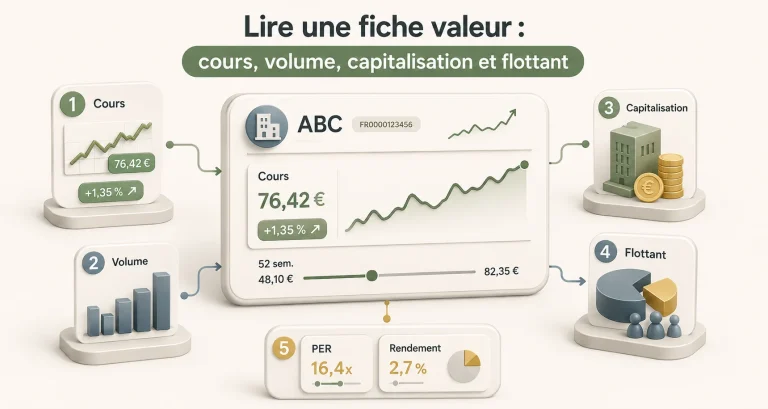 Lire une fiche valeur : cours, volume, capitalisation et flottant